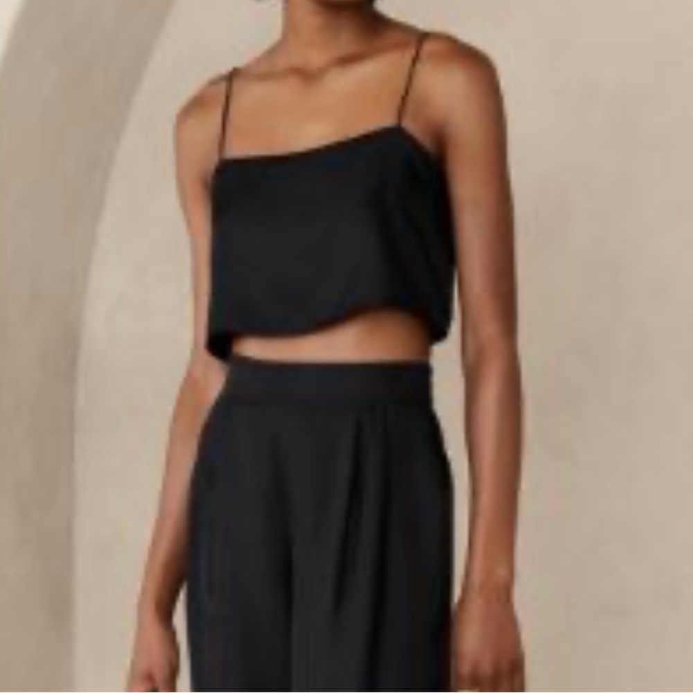 NWT Banana Republic Arabella Silk Crop Top - Black, XS